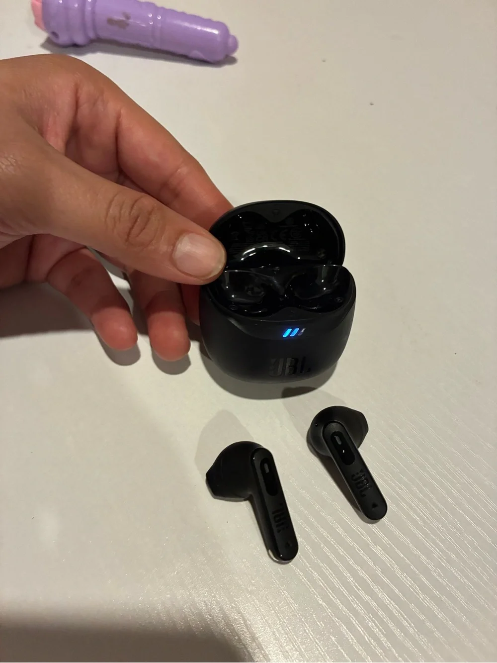 JBL Matte Black Earbud Charging Case with Embossed Logo